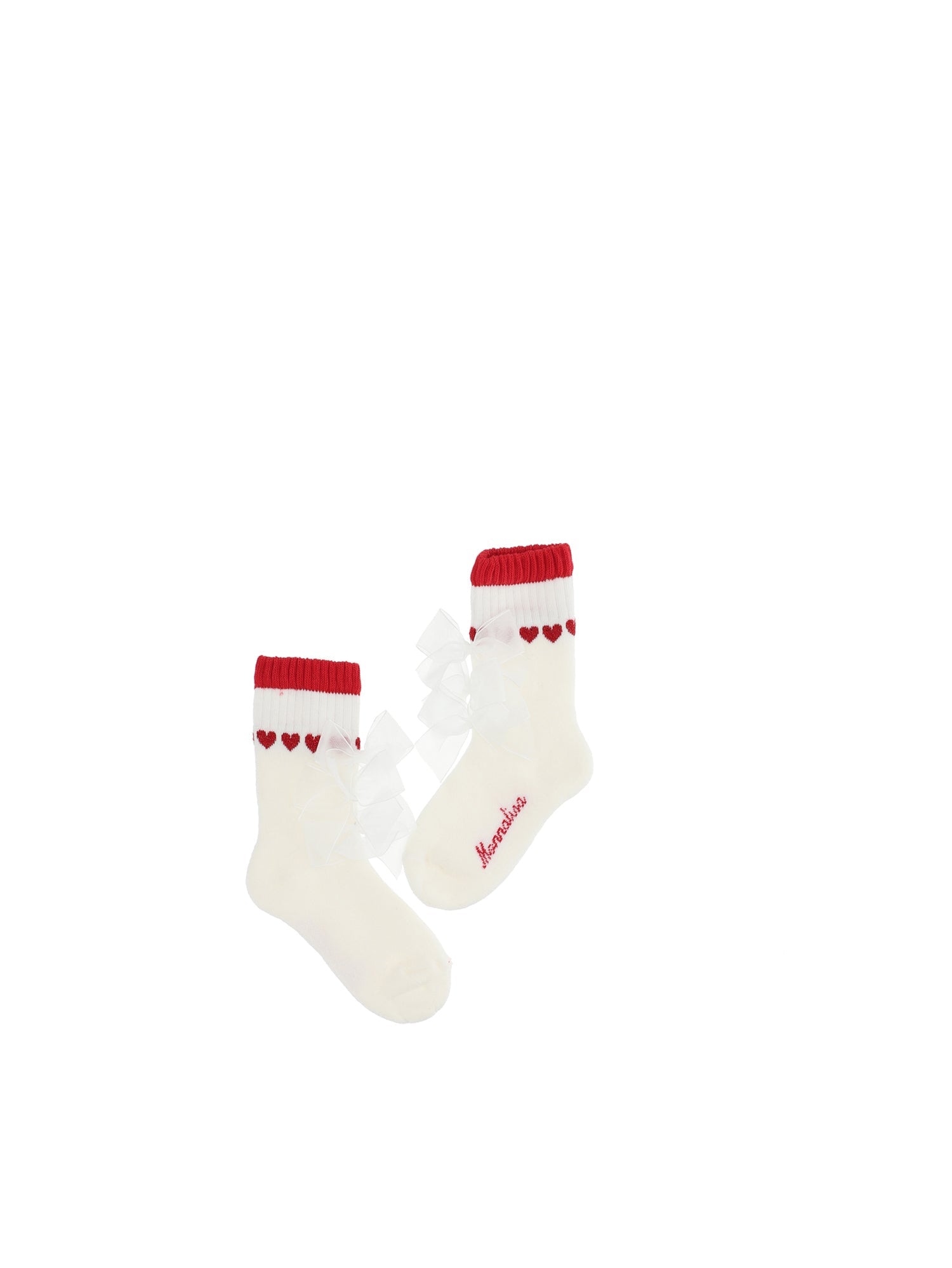 Girls | Two-Tone Cotton Socks | Cream/Ruby