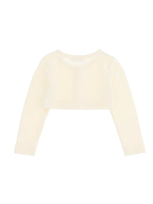 Girls | Cotton Angora Cardigan With Charm | Ecru