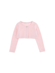 Girls | Cotton Angora Cardigan With Charm | Antique Pink