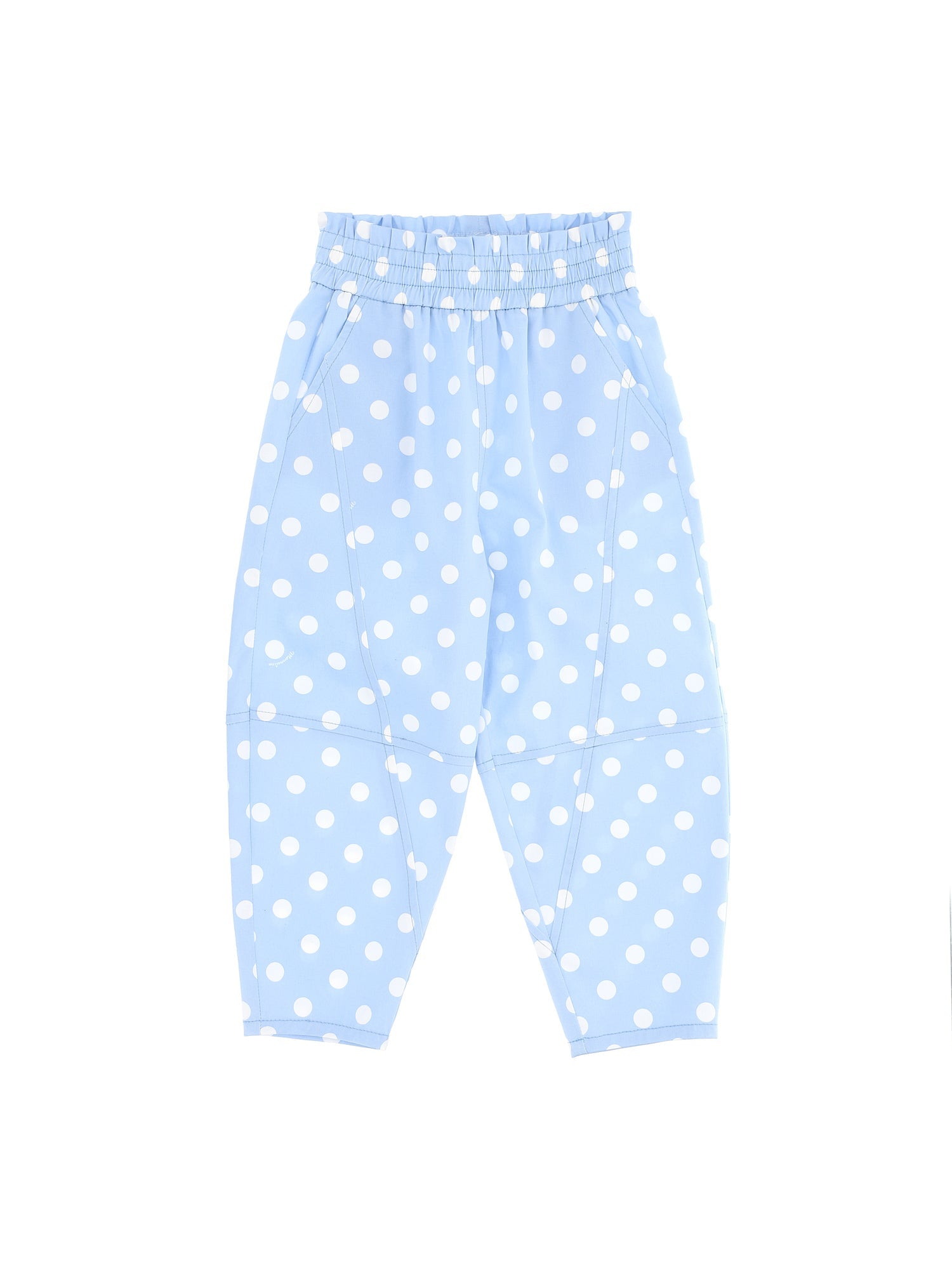 Girls | Polka Dot Gabardine Mum Trousers | Sky Blue/Cream