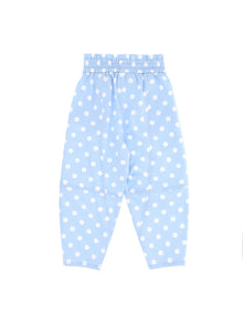 Girls | Polka Dot Gabardine Mum Trousers | Sky Blue/Cream