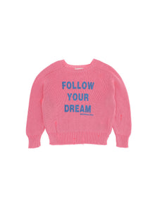 Girls | Cotton Follow Your Dream Embroidered Jumper | Peach Pink