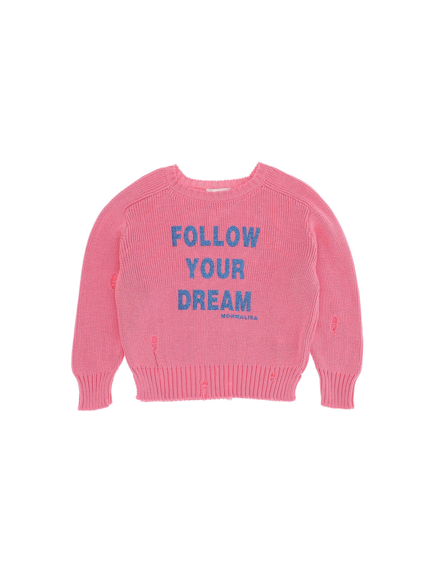 Girls | Cotton Follow Your Dream Embroidered Jumper | Peach Pink