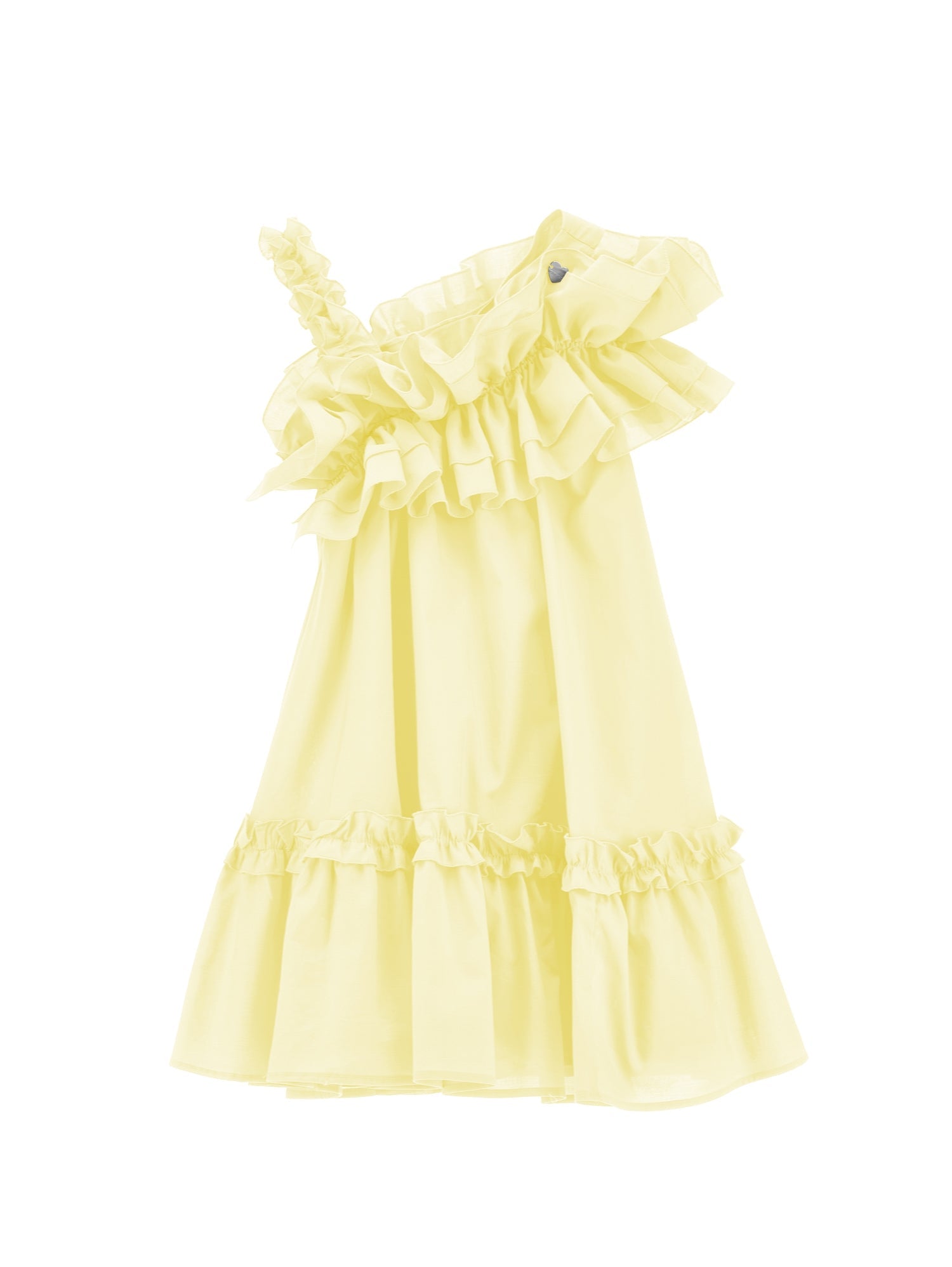 Girls | One-Shoulder Muslin Dress | Light Yellow
