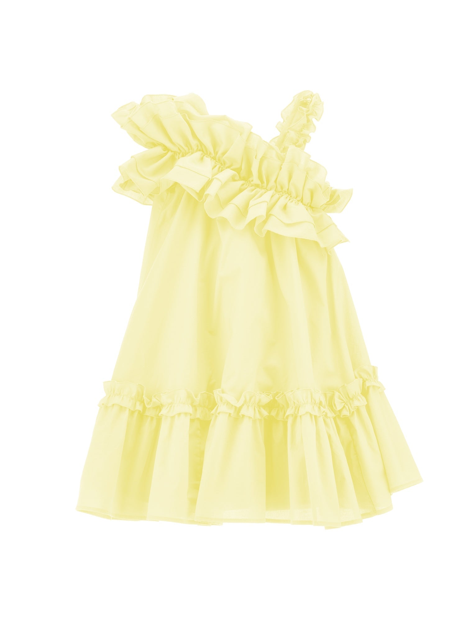 Girls | One-Shoulder Muslin Dress | Light Yellow