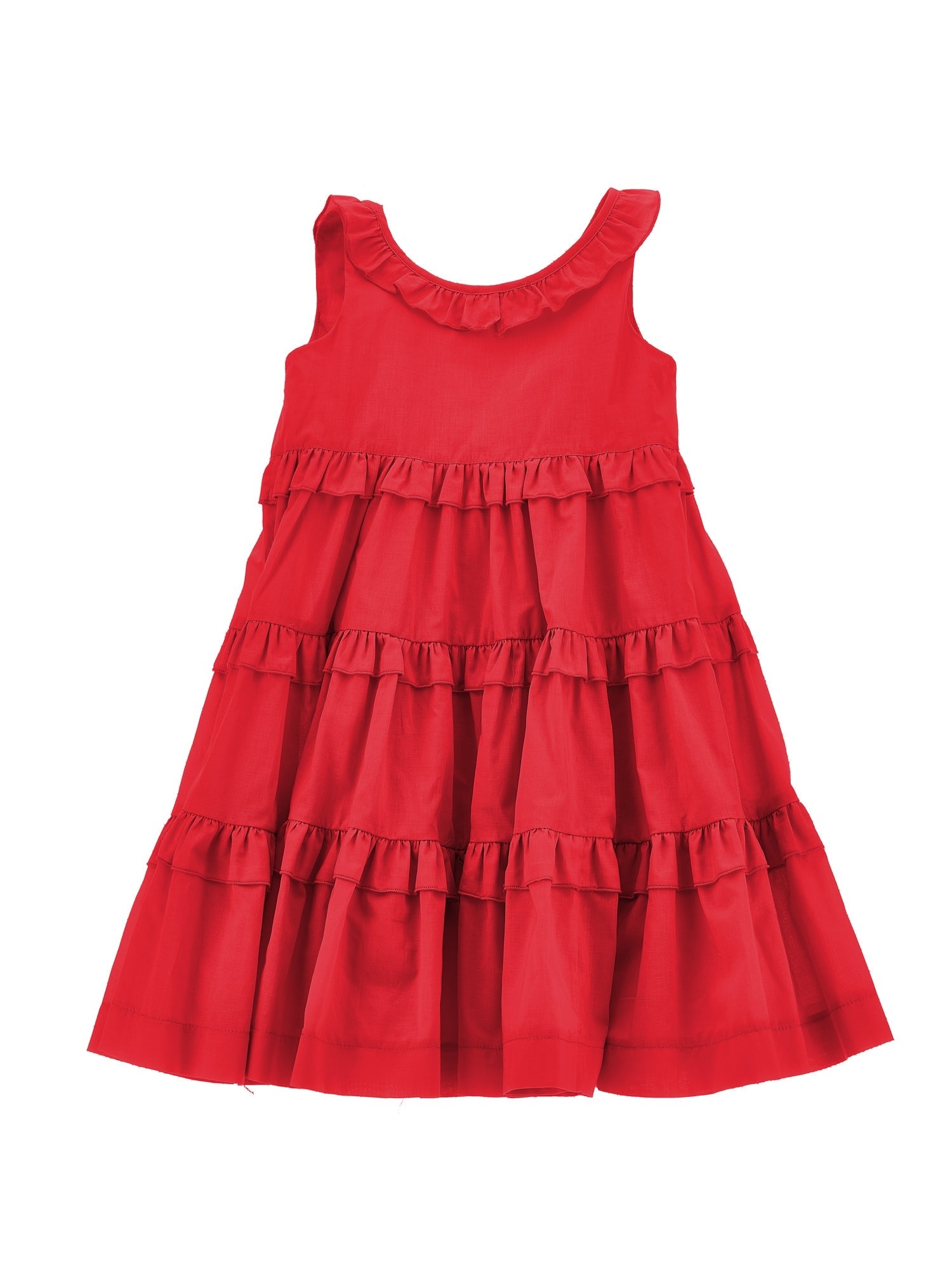 Girls | Flared Muslin Dress | Red