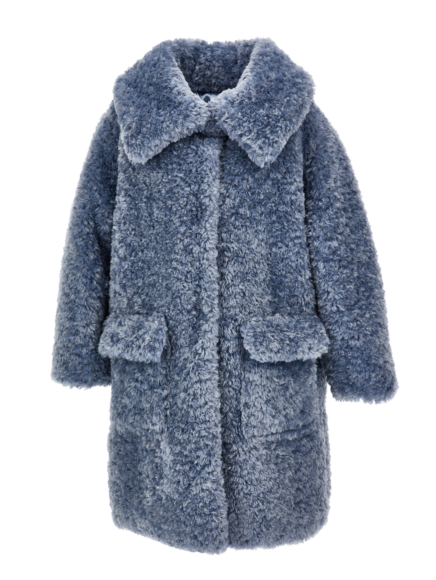 Girls | Plush Coat | Air Force Blue