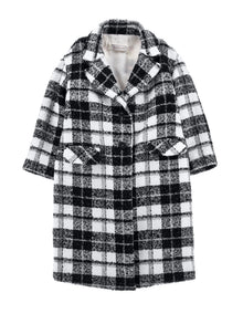 Girls | Tartan Boucle Coat | Cream/Black