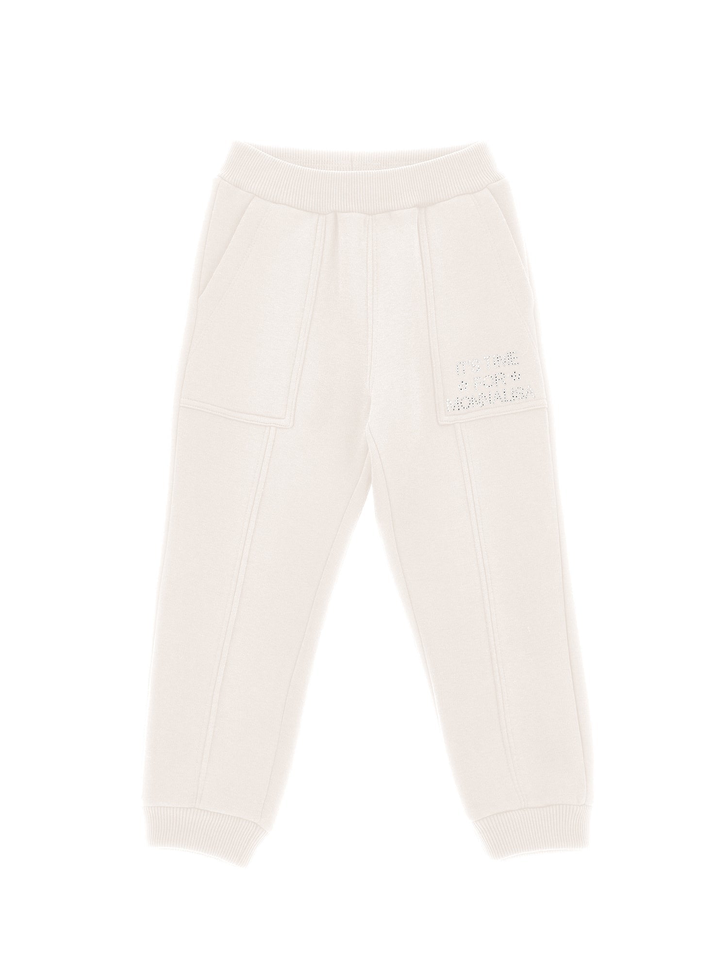 Girls | Heavyweight Fleece Joggers With Rhinestones | Cream
