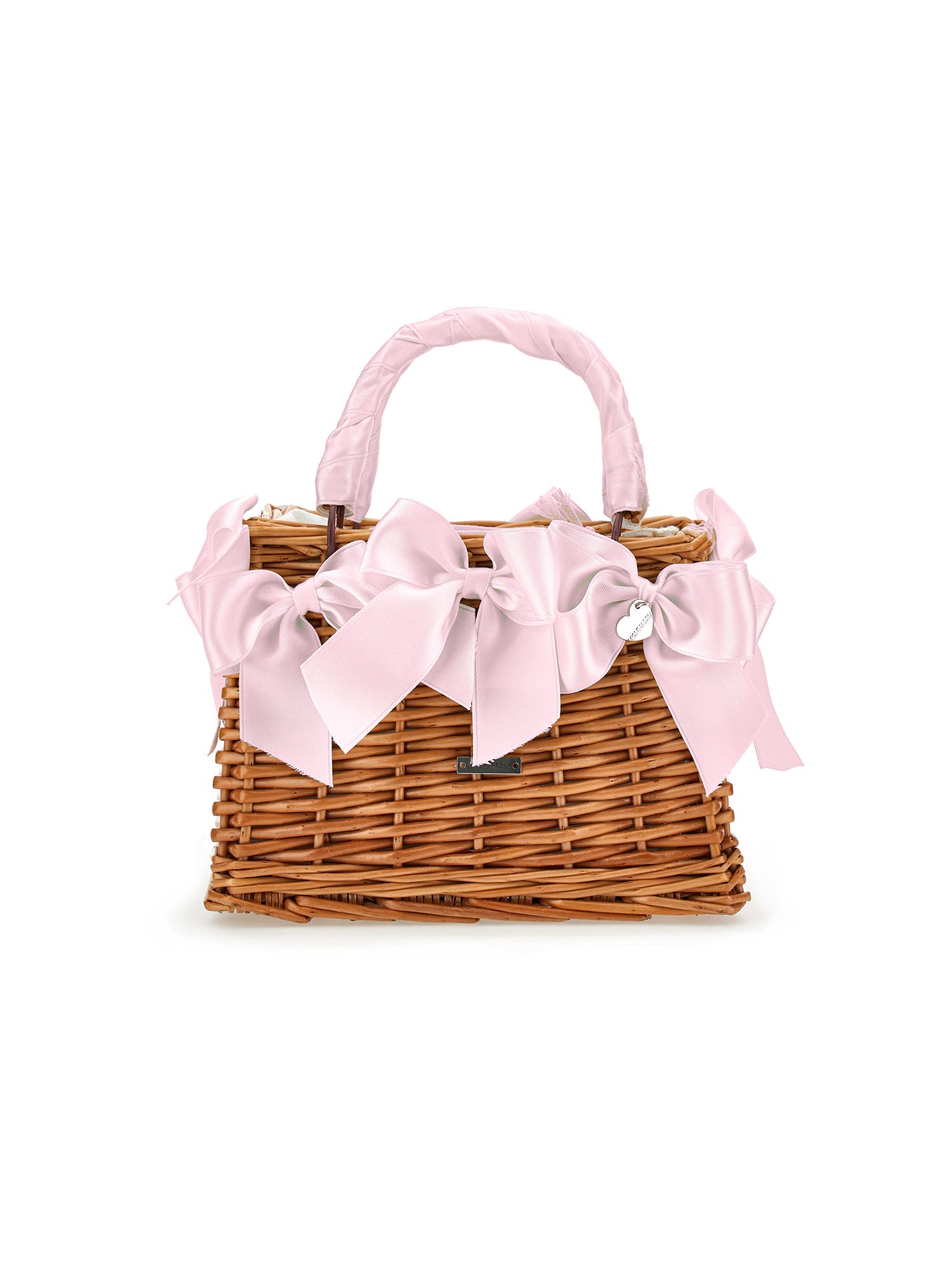 Girls | Wicker Bag With Satin Bows | FairyTale Pink