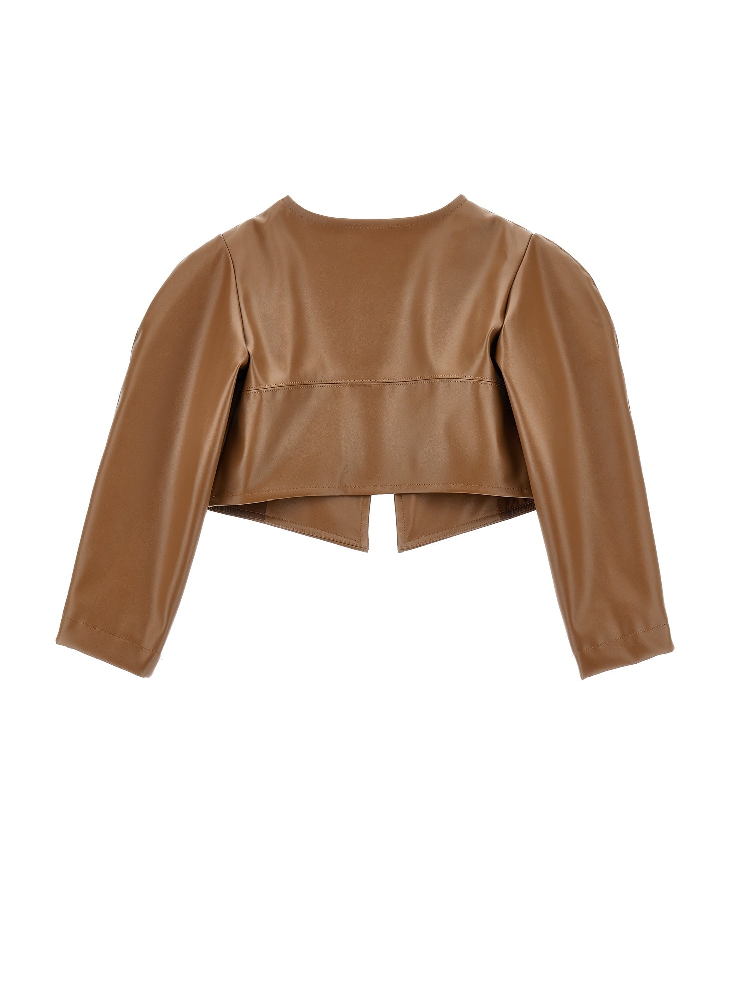 Girls | Coated Fabric Bolero With Zip | Dark Brown