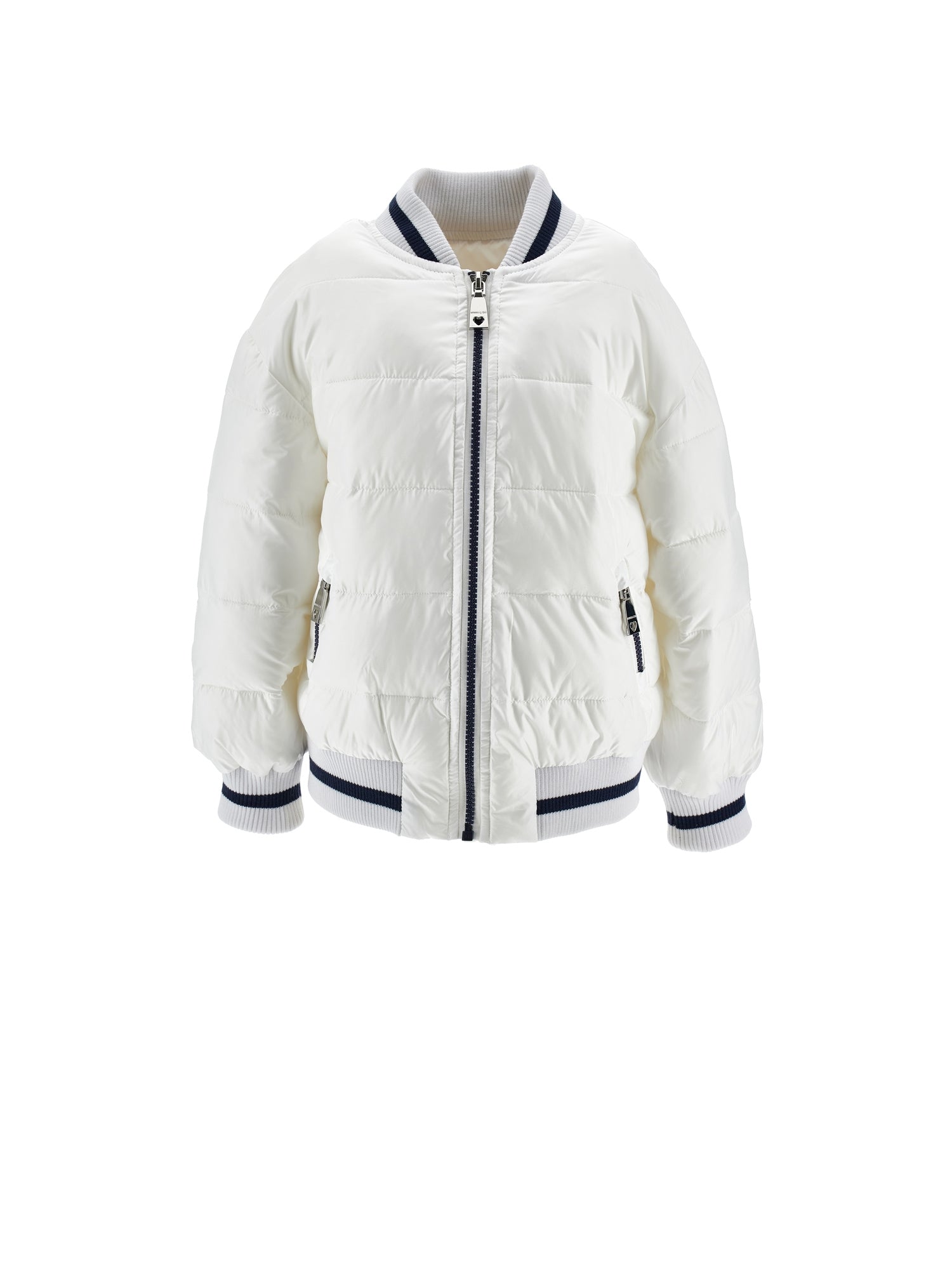 Girls | Lightweight Padded Bomber Jacket | White/Blue