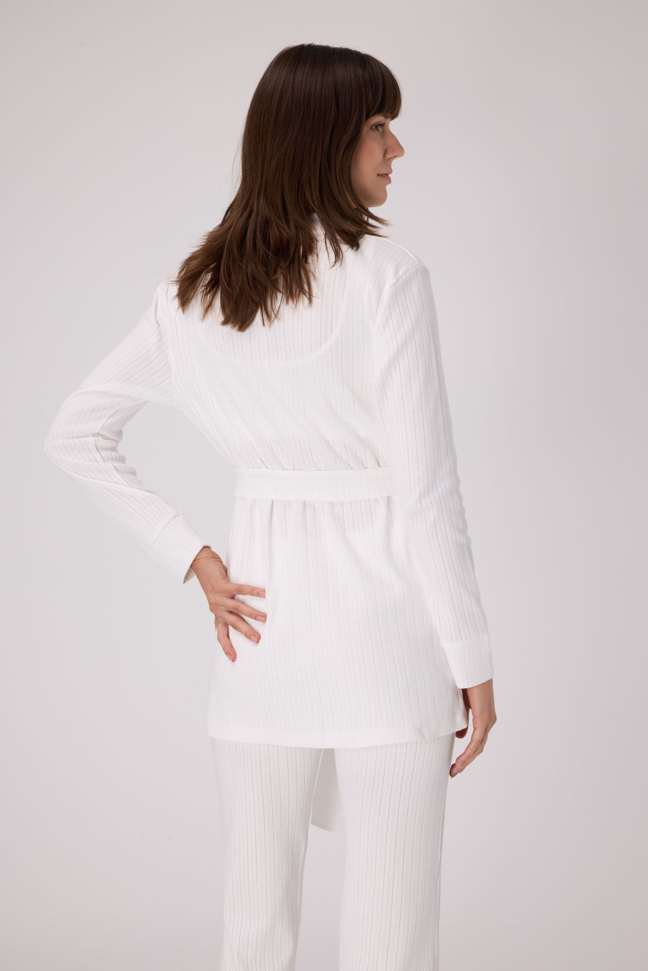 Pointelle Lounge Robe | OffWhite