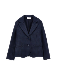Girls | Glitter Check Milano Stitch Jacket | Dark Blue