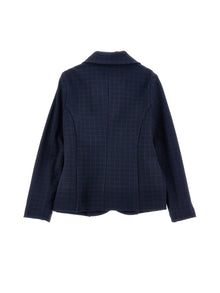 Girls | Glitter Check Milano Stitch Jacket | Dark Blue