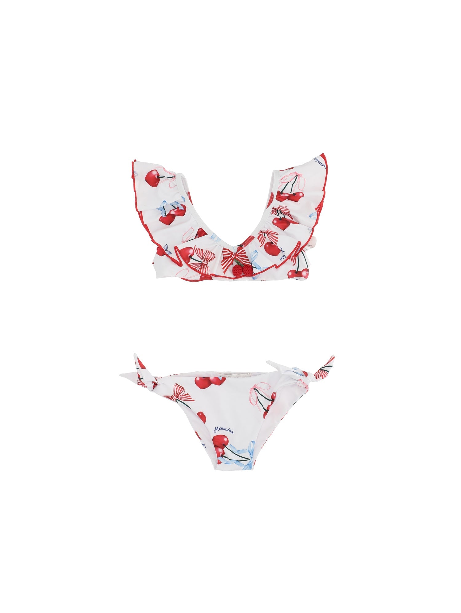 Girls | Stretch Bikini With Cherry Print | White/Red