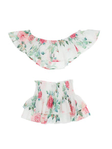 Girls | Rose Muslin Beach Set | White