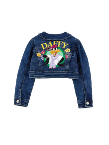 Girls | Daffy Duck Denim Jacket | Stone Denim Blue