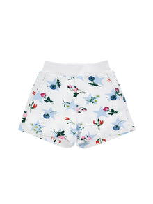 Girls | Fleece Shorts With A Star Print | White/Sky Blue