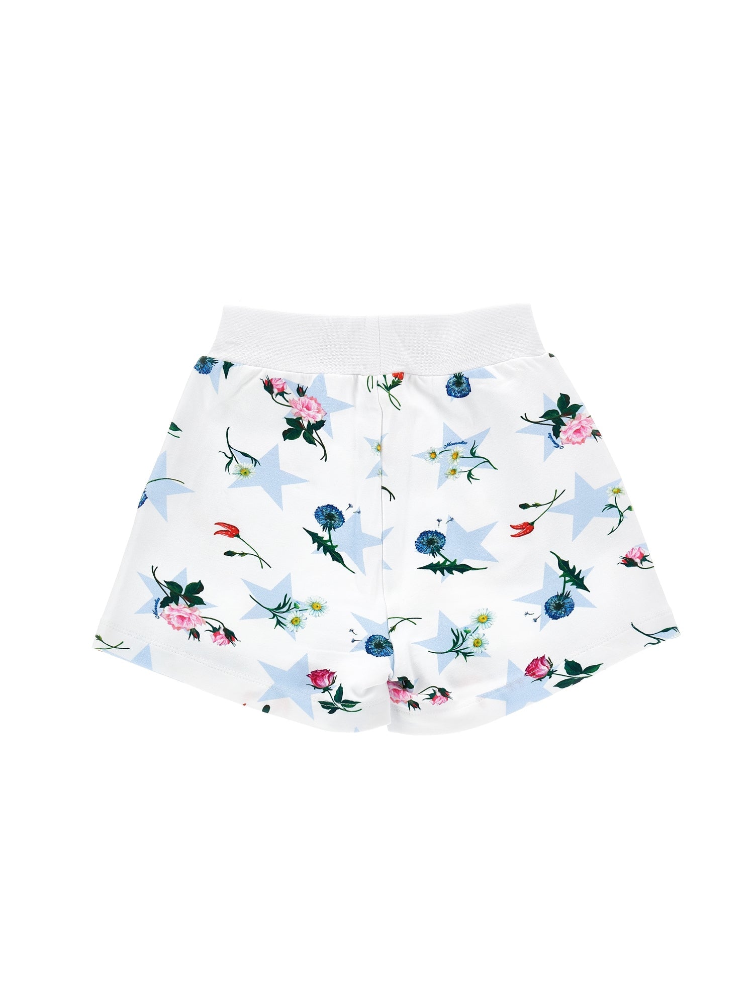 Girls | Fleece Shorts With A Star Print | White/Sky Blue
