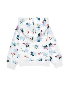 Girls | Stars And Flowers Cotton Sweatshirt | White/Sky Blue