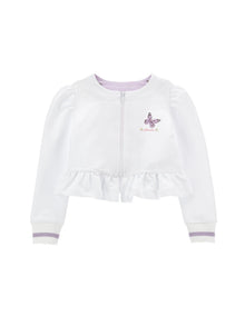 Girls | Open Rapunzel Sweatshirt With Trim | White/Wisteria