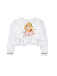 Girls | Open Rapunzel Sweatshirt With Trim | White/Wisteria