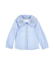 Girls | Aramis Poplin Shirt | Cream/Blue