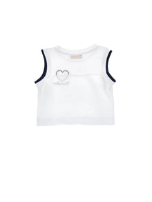 Girls | Piquet Tennis Style Tank Top | White/Blue