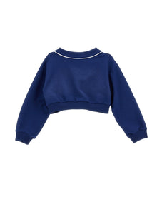 Girls | Open Sweatshirt With Pockets | Blue/White