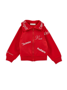 Girls | Two-Tone Sweatshirt With Collar | Red