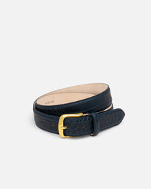 No. 4 Belt | Navy Croc/Gold