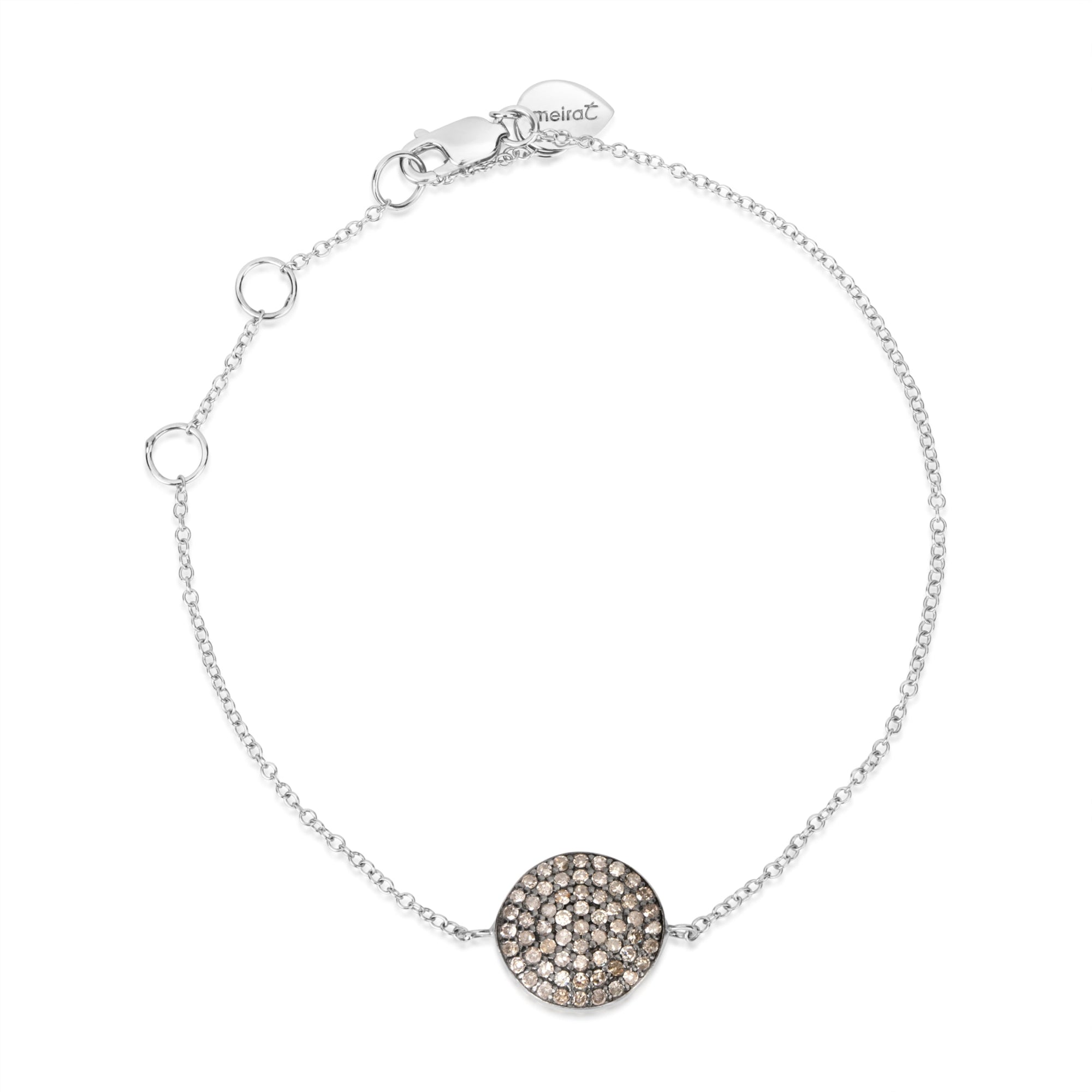 White Gold Brown Diamond Disc Bracelet | White Gold