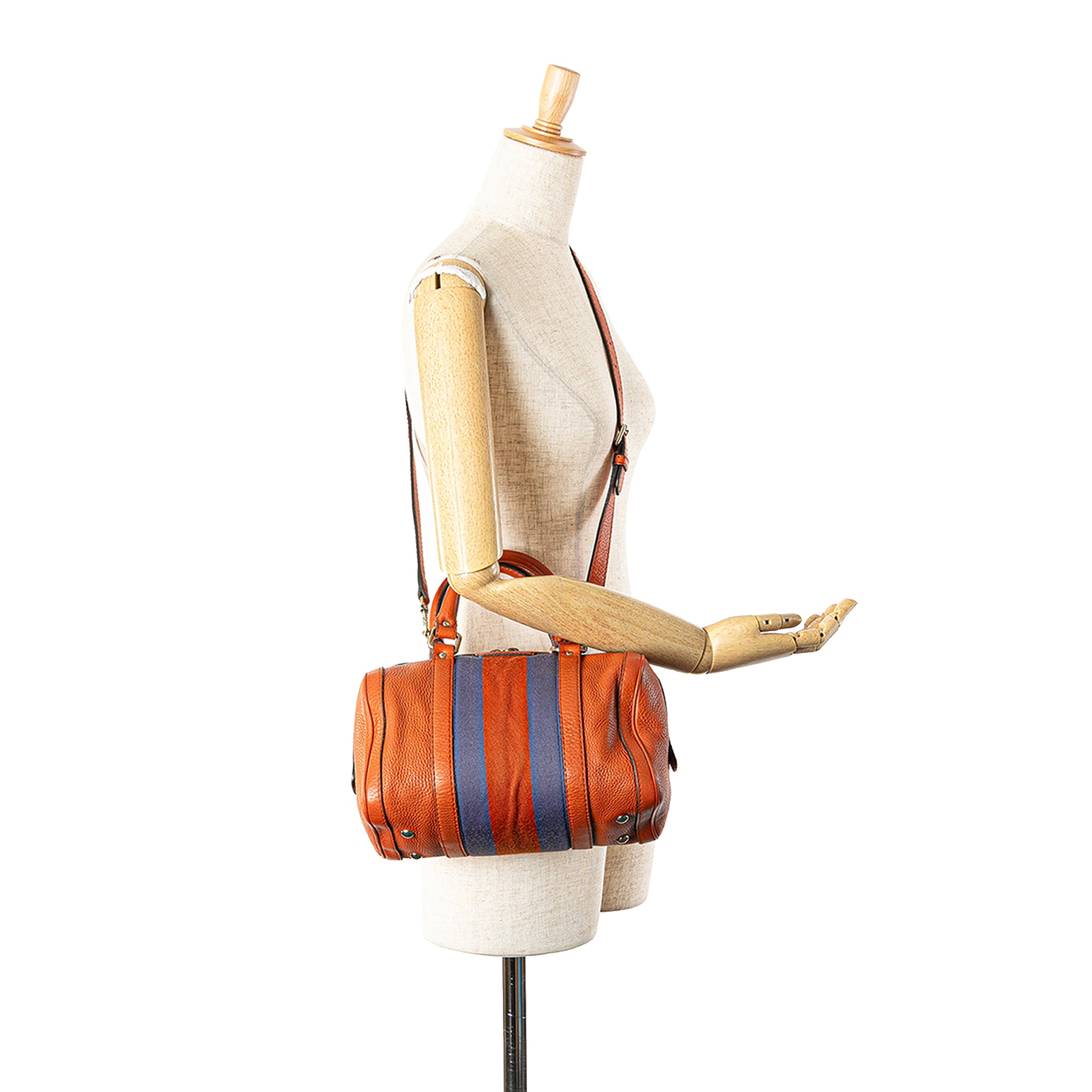 Gucci | Pre-Owned Small Leather Web Joy Boston Bag | Orange