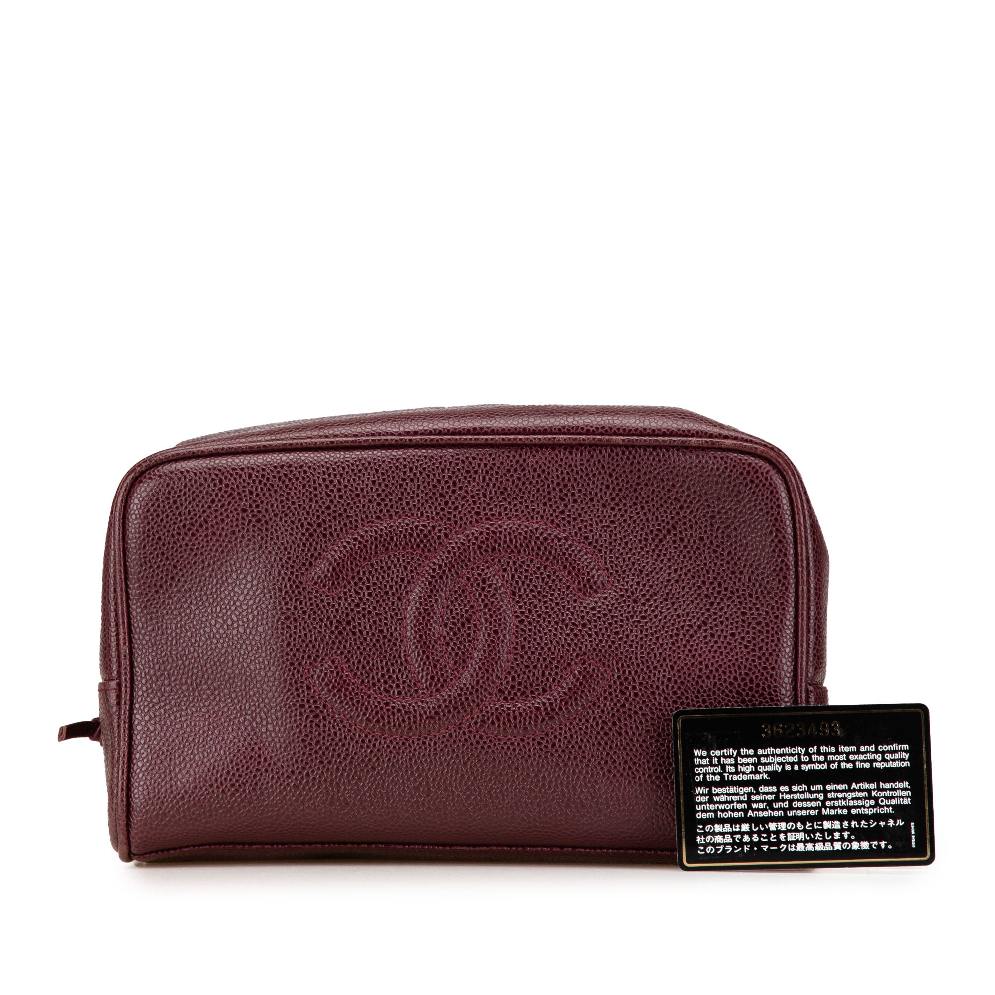Chanel | Pre-Owned CC Caviar Pouch | Red/Burgundy