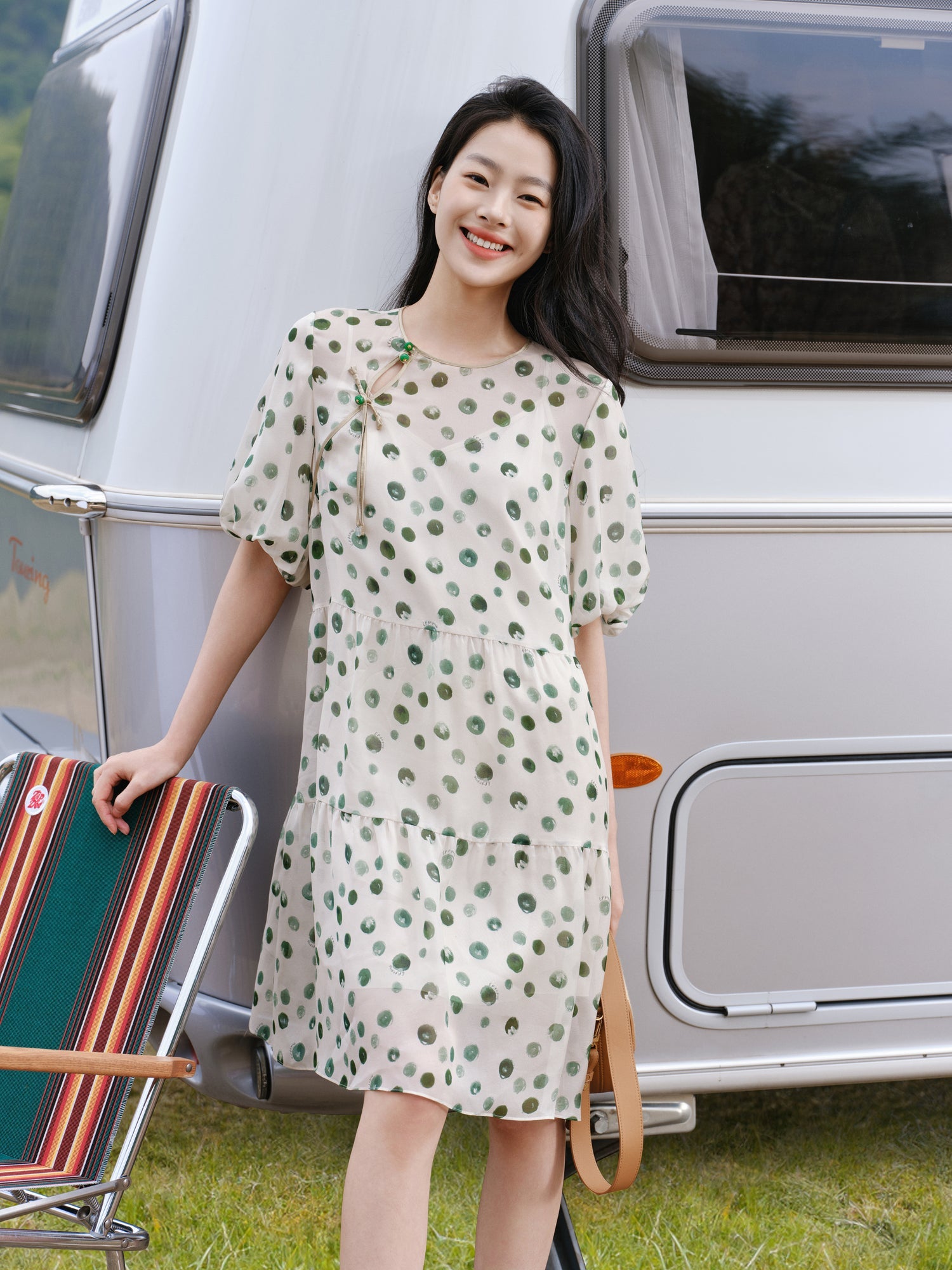 Silk Chiffon Dress | Green