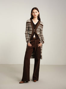 Knitted Long Cardigan Jacket | Brown