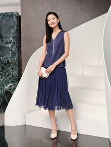 Elegant Pleated Skirt | Navy