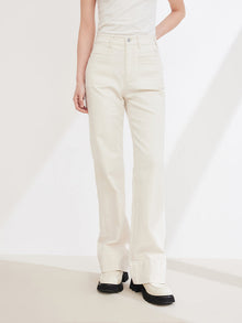 Long-staple Cotton Slim Fit Jeans | Beige