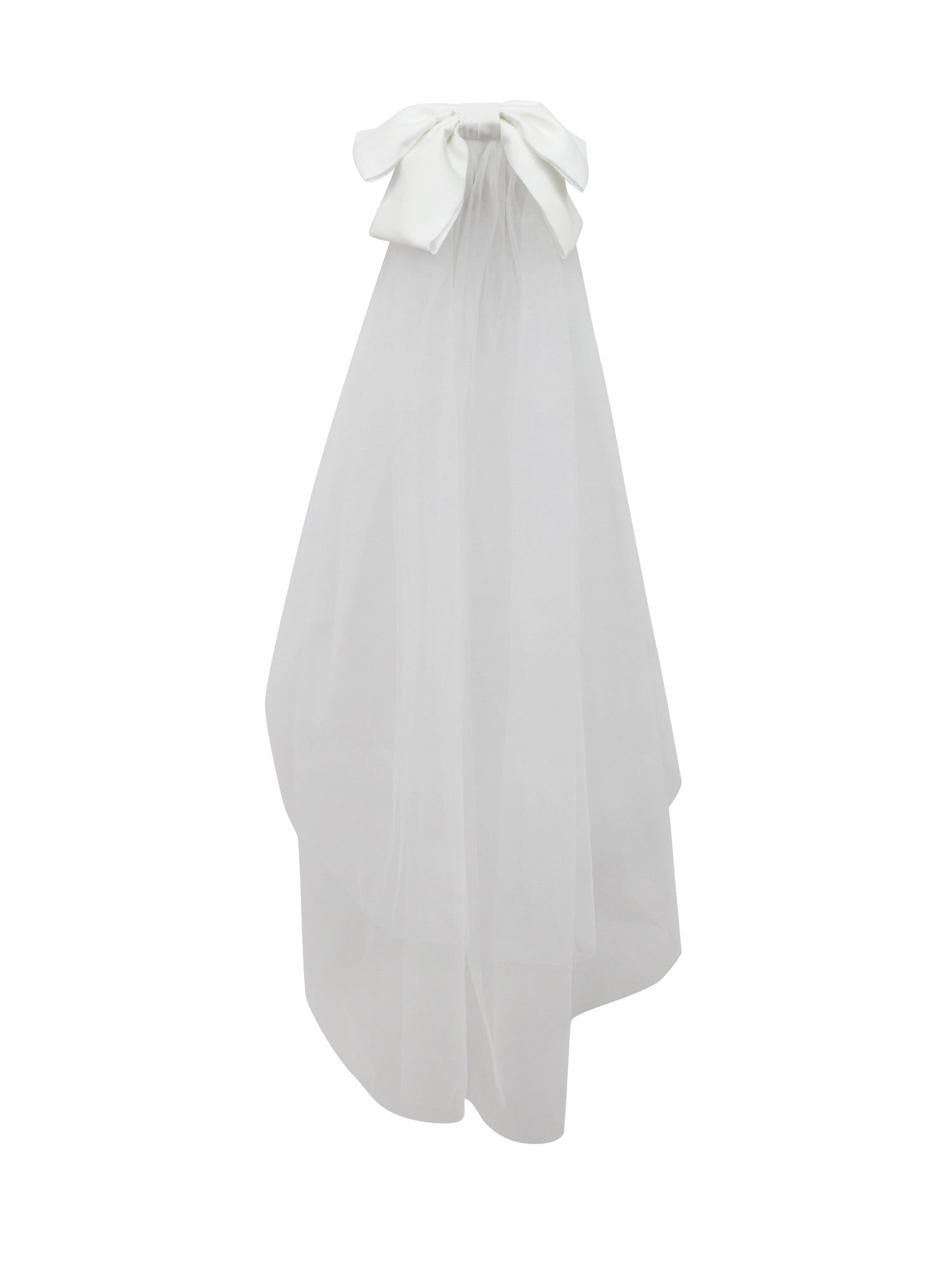 Wedding Veil With Satin Bow | White
