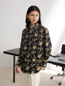 Chinese Style Jacquard Shirt | Black