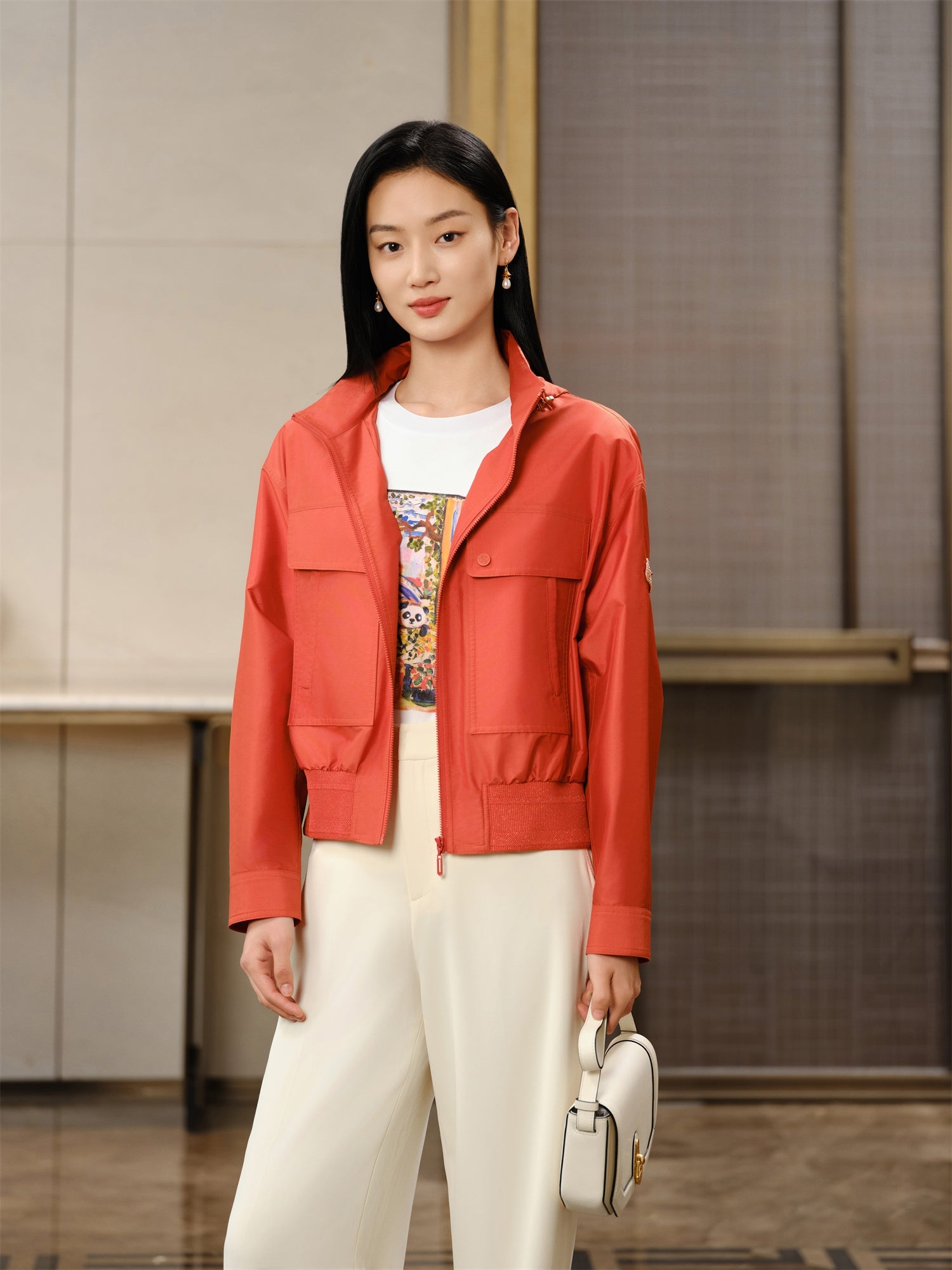 Short O-Shaped Jacket | Orange