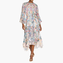 Reverie Belted Ruffle Midi Dress | Stone Multi