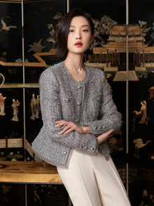 Parisian-style Boucle Jacket | Grey