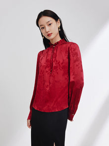Silk Printed Shirt | Wine Red