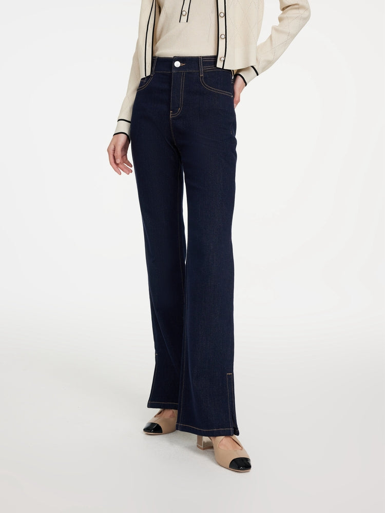 Split-Bootcut Denim Jeans | Navy