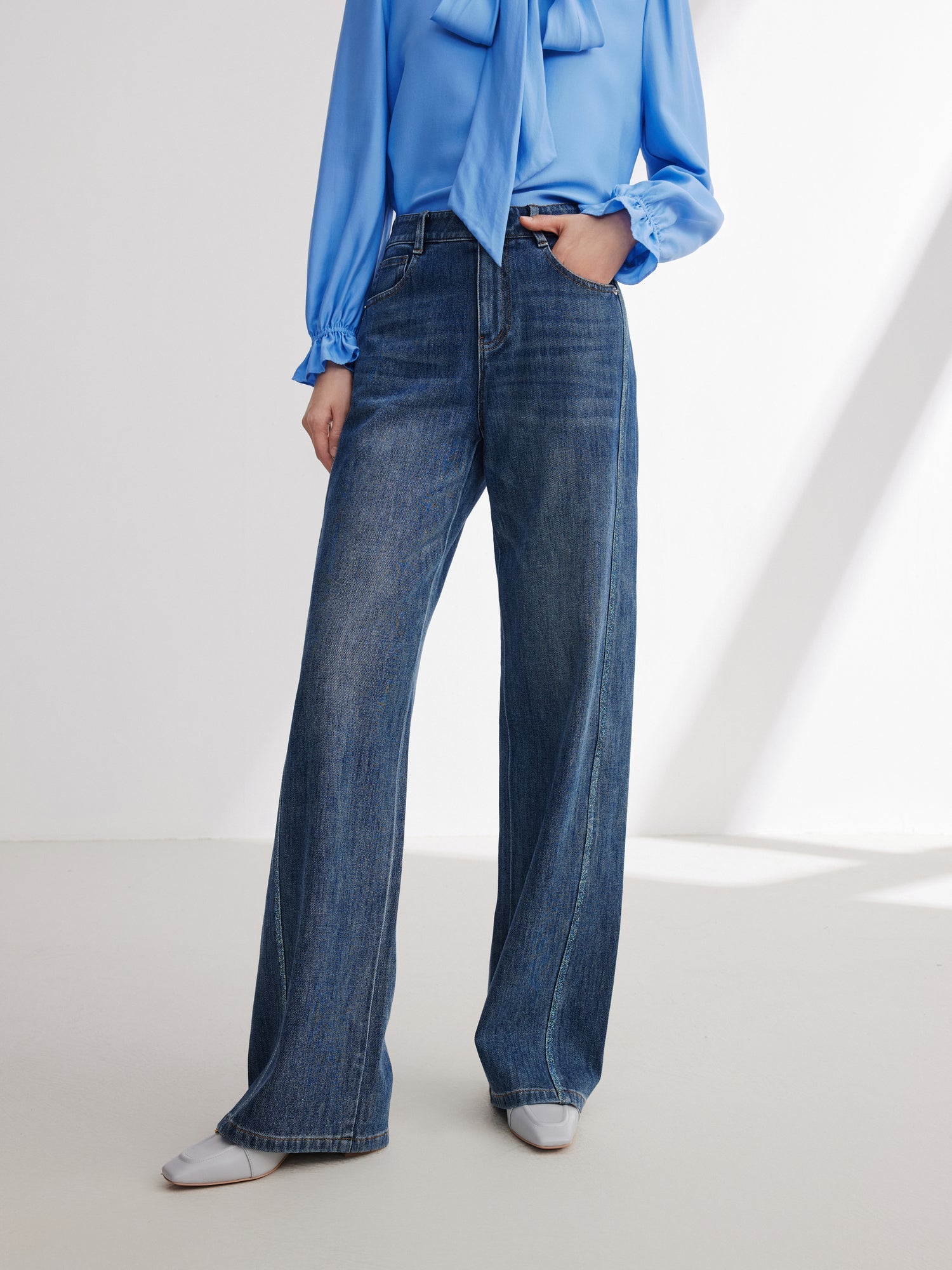 Straight Wide-Leg Jeans | Blue