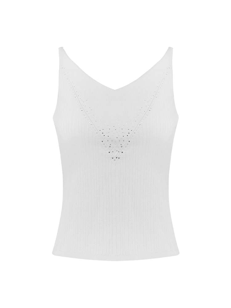 V-neck Knitted Vest | White