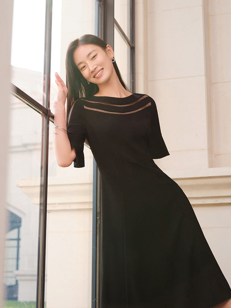 Detailed Waist Dress | Black