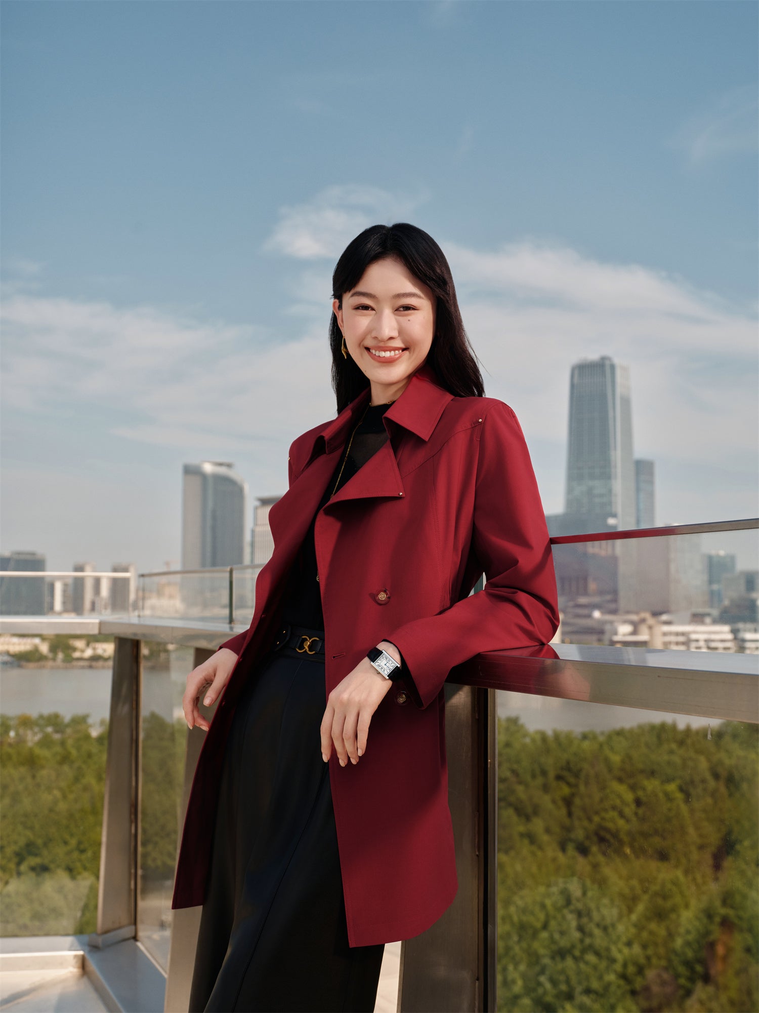 Wool Trench Coat | Red